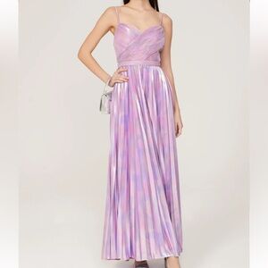 Ieena for Mac Duggal Purple Pleated Gown